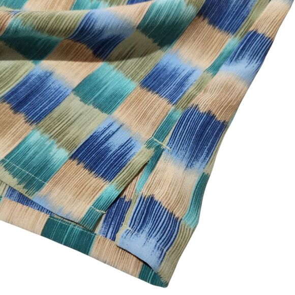 Donnkenny Blouse Size Large Blue Lightweight Shoulder Pads Summer - Picture 7 of 11